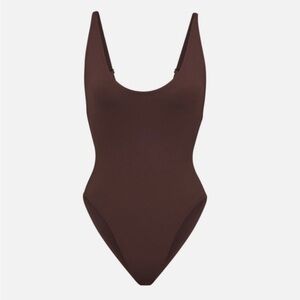 NWT Skims Scoop neck Brown One-Piece Swimsuit new bathing suit cocoa Brown sz XL